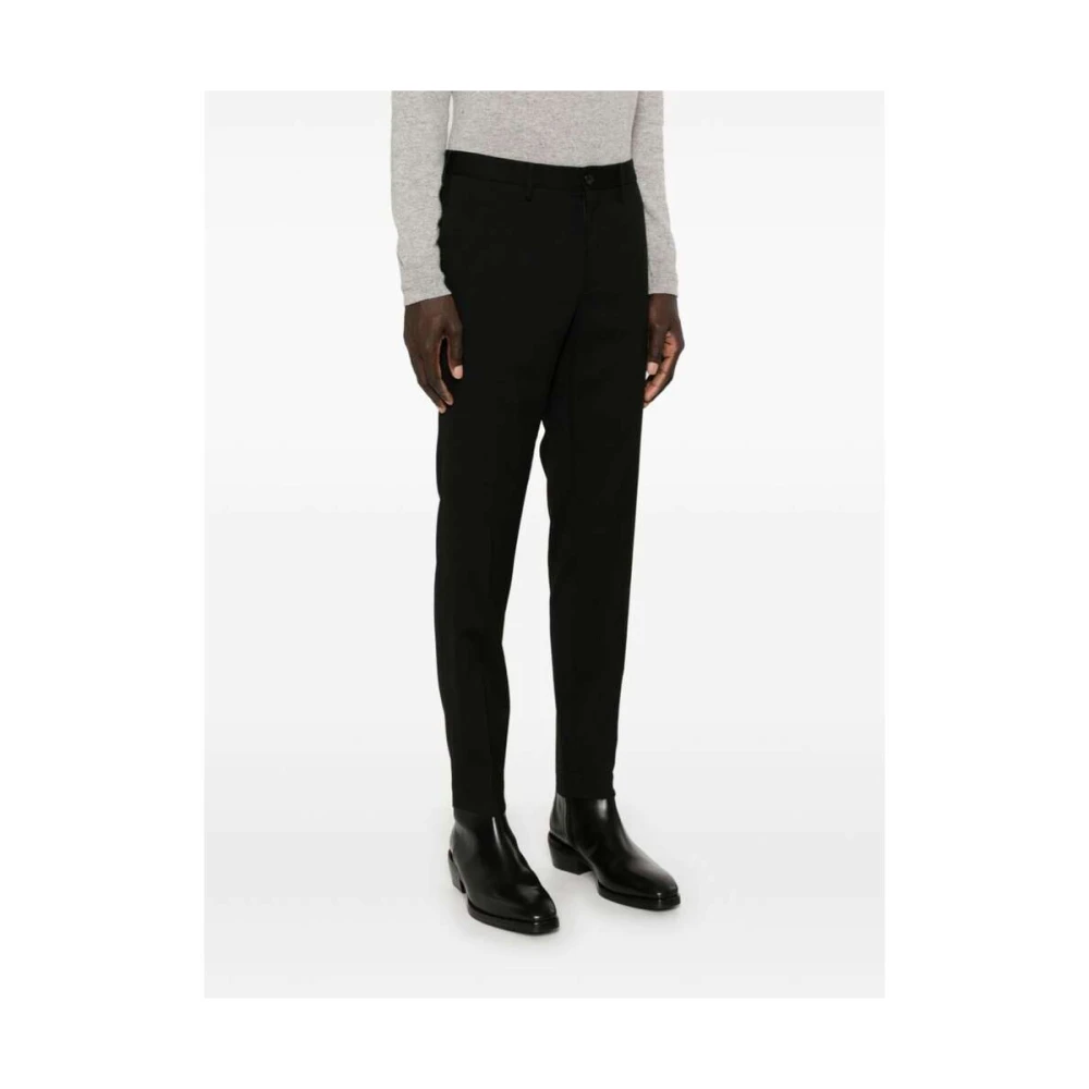 Incotex Zwarte wollen taps toelopende broek Black Heren