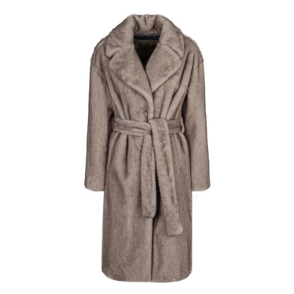 Herno Women's Gray Faux Fur Coat