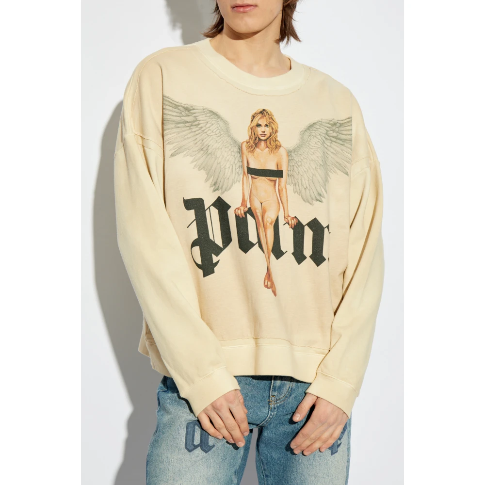Palm Angels Gedrukte Sweatshirt Beige Heren