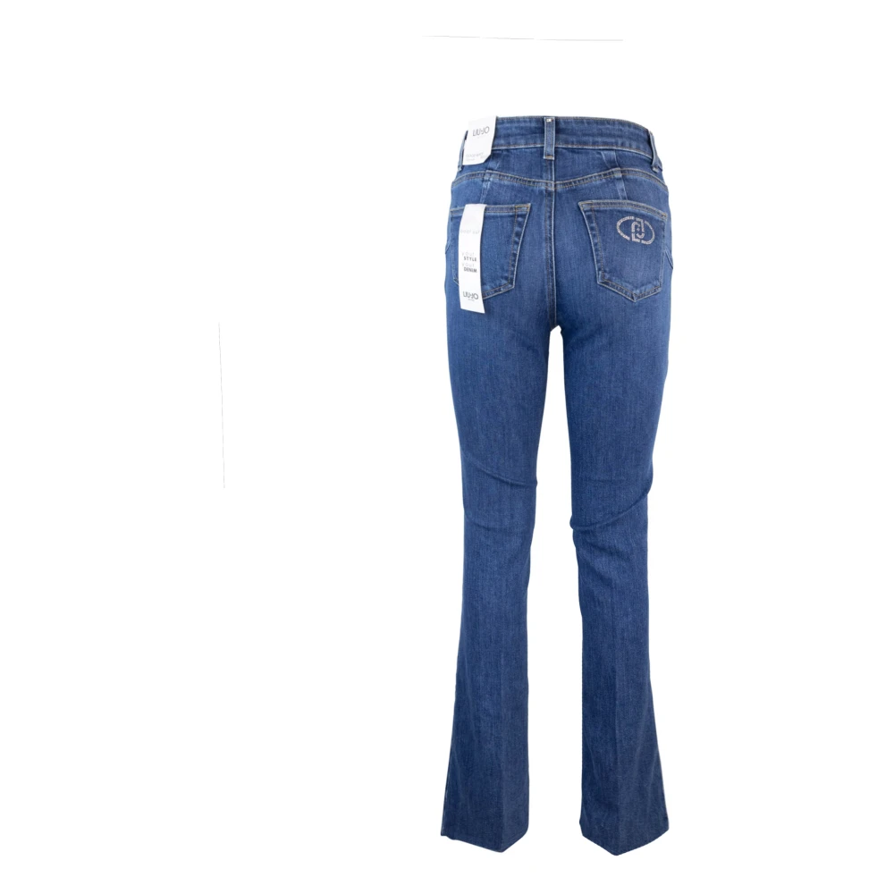 Liu Jo Blauwe Jeans met Rechte Pijp en Strass Detail Blue Dames