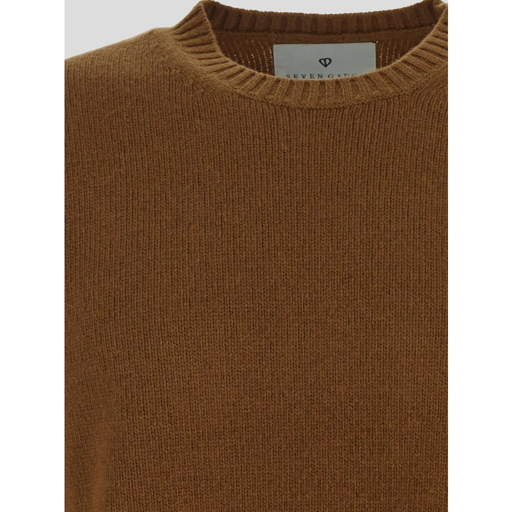 Seven Gauge Wollen Crewneck Sweater Brown Heren