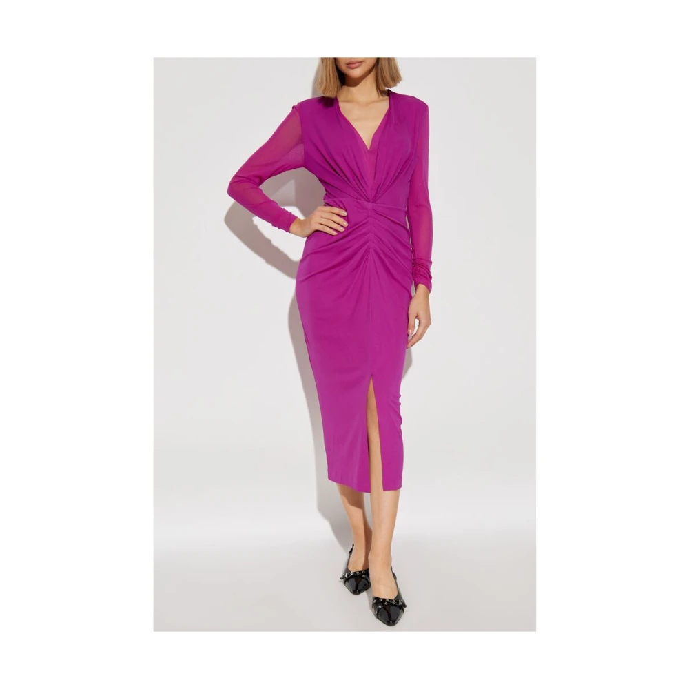 Diane Von Furstenberg Orchidee Paarse V-Hals Jurk met Voorspleet Purple Dames