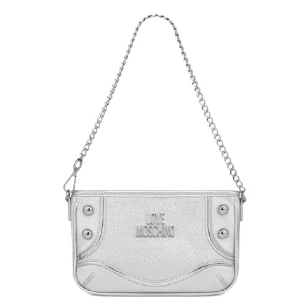 Love Moschino Women's Silver Hand Bag With Metal Details