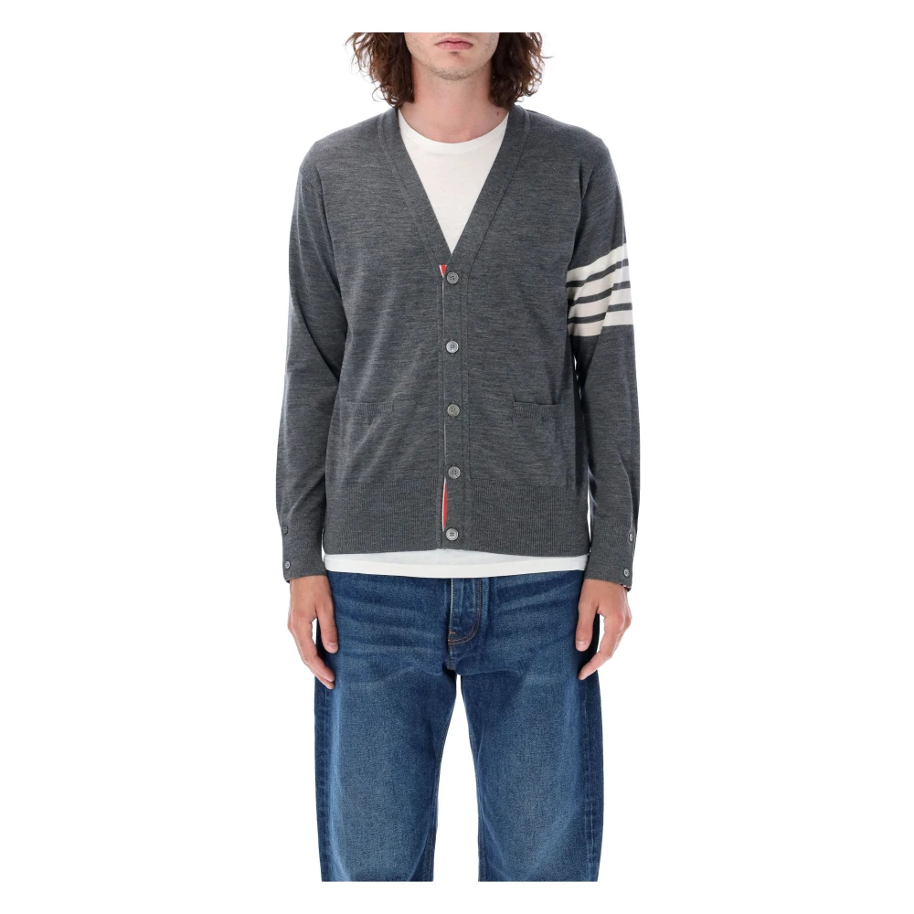 Thom Browne Klassieke V-hals Vest Grijs Gebreide Kleding Gray Heren