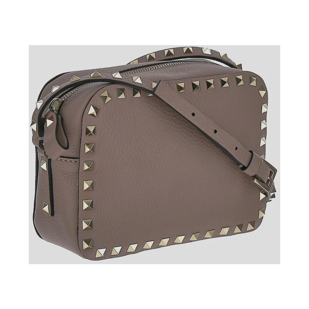 Valentino Garavani Studded Leren Crossbody Tas Gray Dames