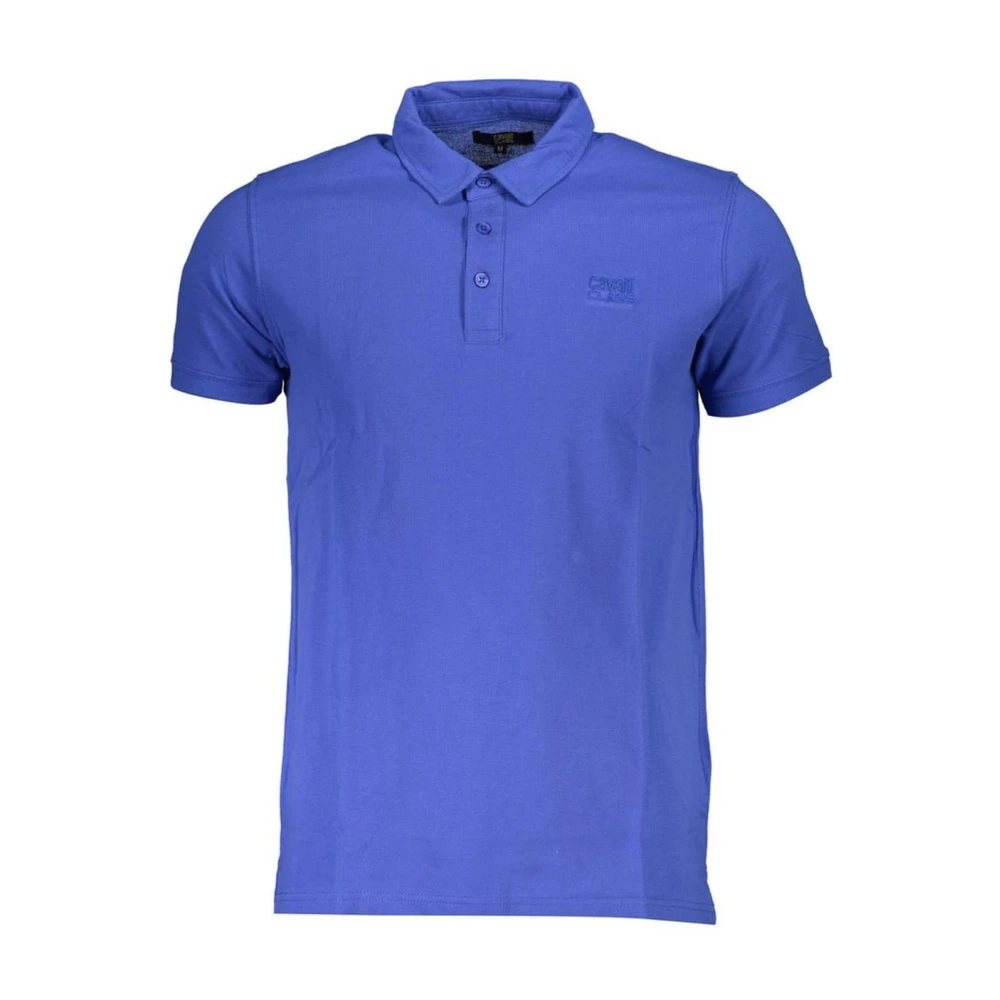 Cavalli Class Blauw Katoenen Poloshirt met Logo Blue Heren