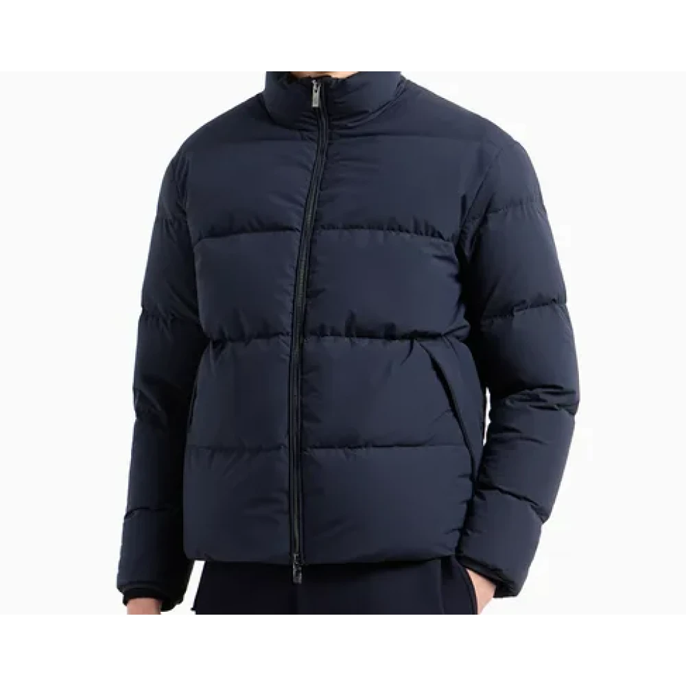 Emporio Armani Blauwe Gewatteerde Nylon Donsjas Blue Heren