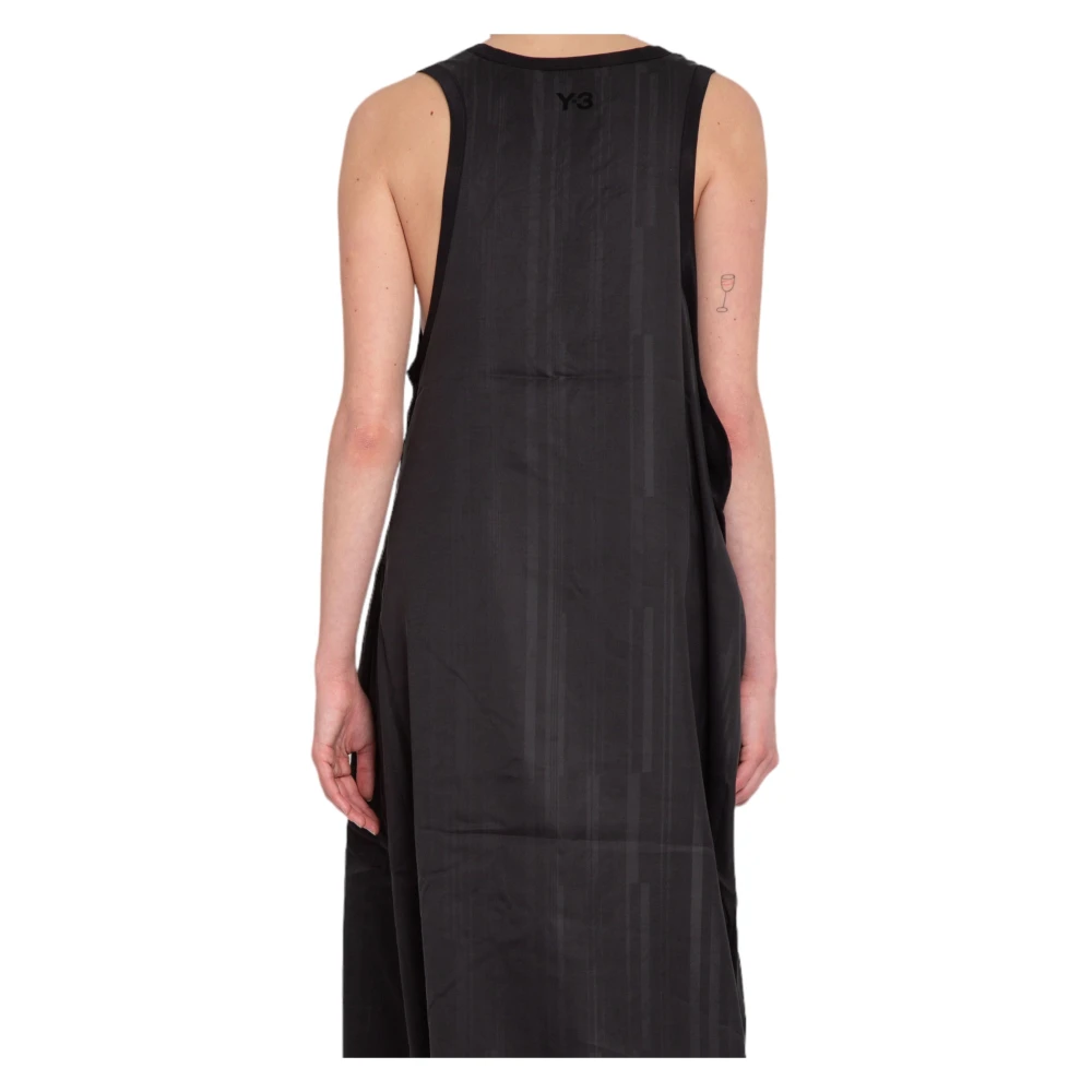 Y-3 Zwarte 3-Stripes Jurk Black Dames