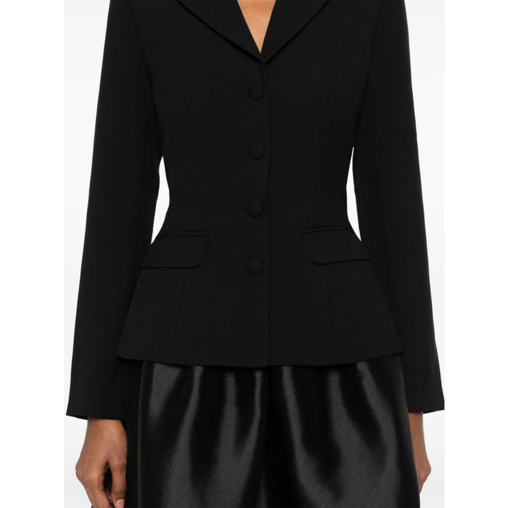 Self Portrait Zwarte Jurk met Knopen en Zakken Black Dames