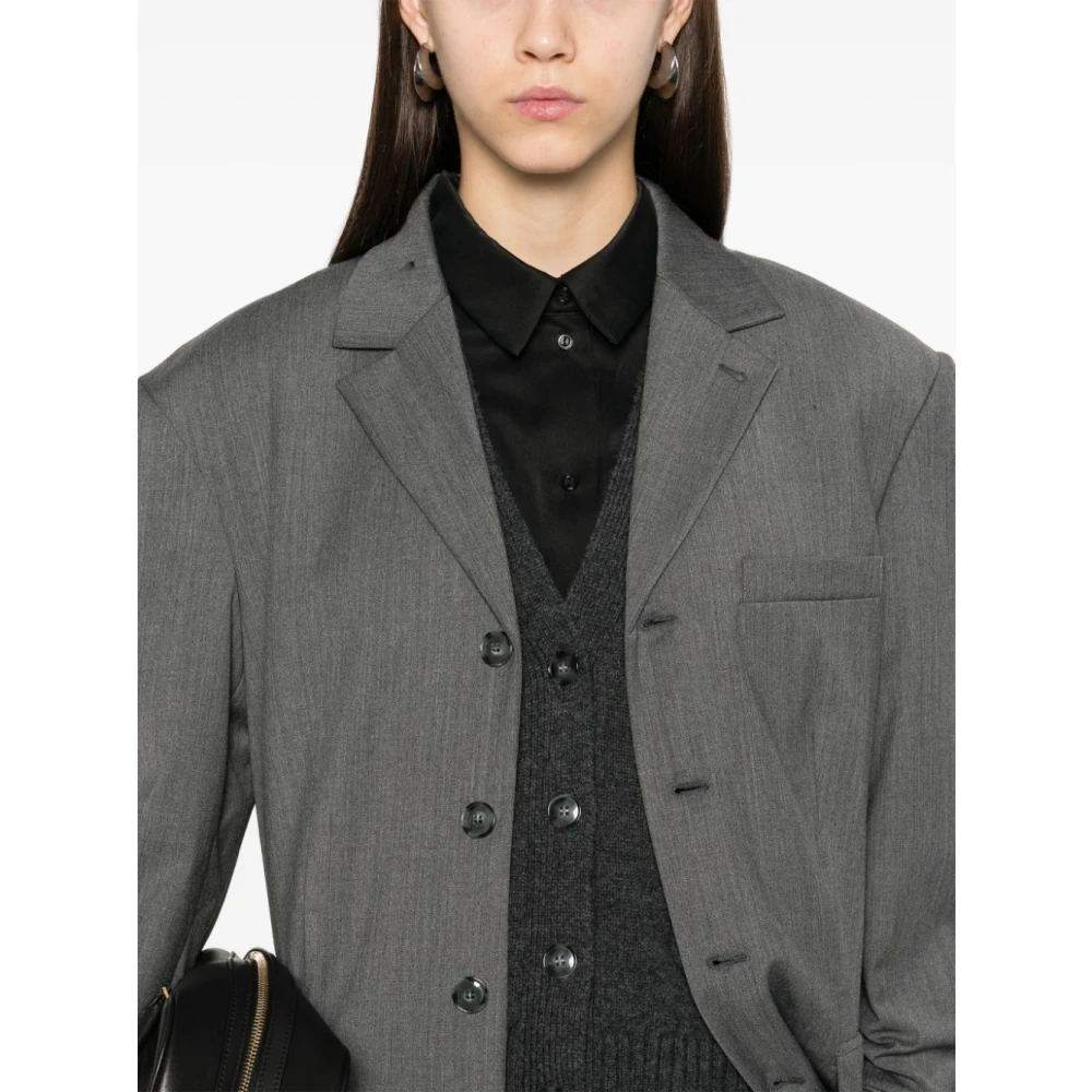 Birgitte Herskind Slate Grey Blazer met Off-Center Knoop Gray Dames