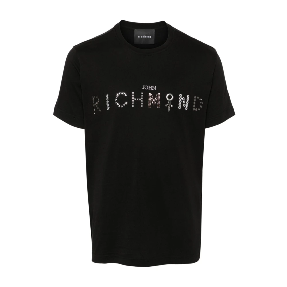 John Richmond Studded Logo Crew Neck T-shirts Black Heren