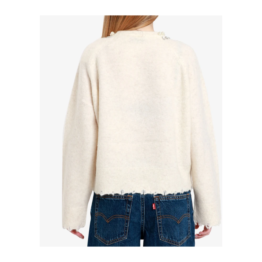 Kaos Trui van wolmix met pareldetails Beige Dames
