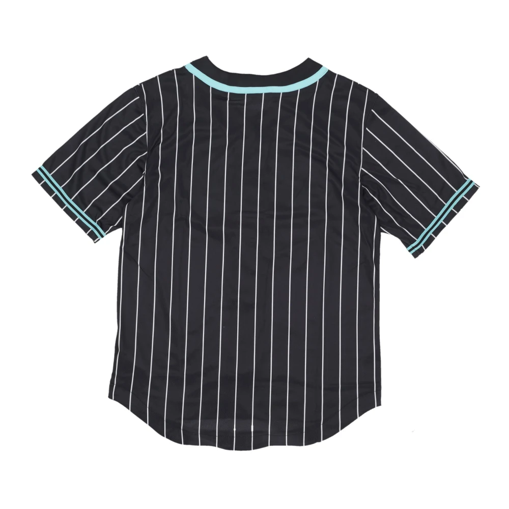 Karl Kani Heren Pinstriped Baseball Shirt met Logo Black Heren