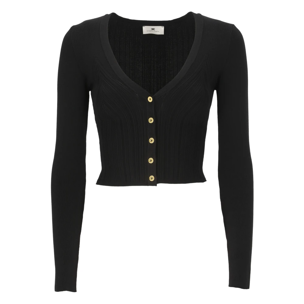 Elisabetta Franchi Zwarte V-hals Cardigan Sweater Black Dames