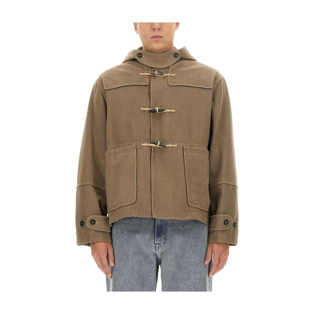 Our Legacy Wollen Blend Cropped Duffel Jas Beige Heren