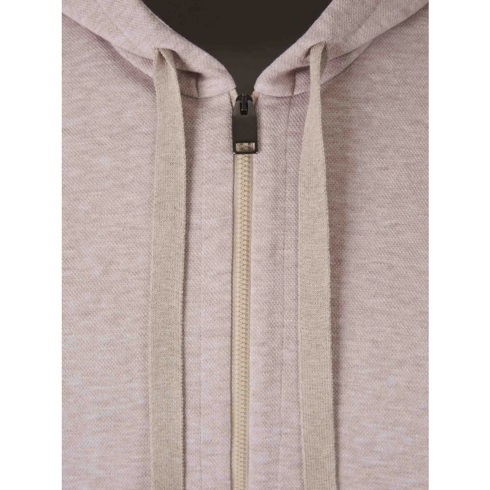 Brioni Katoenmix Hoodie met Ritssluiting Beige Heren