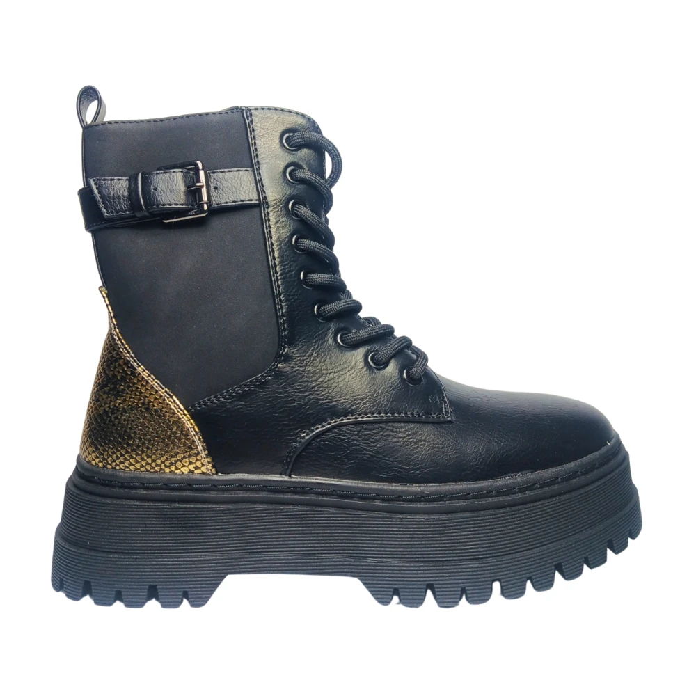 Twinset Black Lace-Up Boots, Female, 4 Uk, Stivali E Stivaletti Pelle