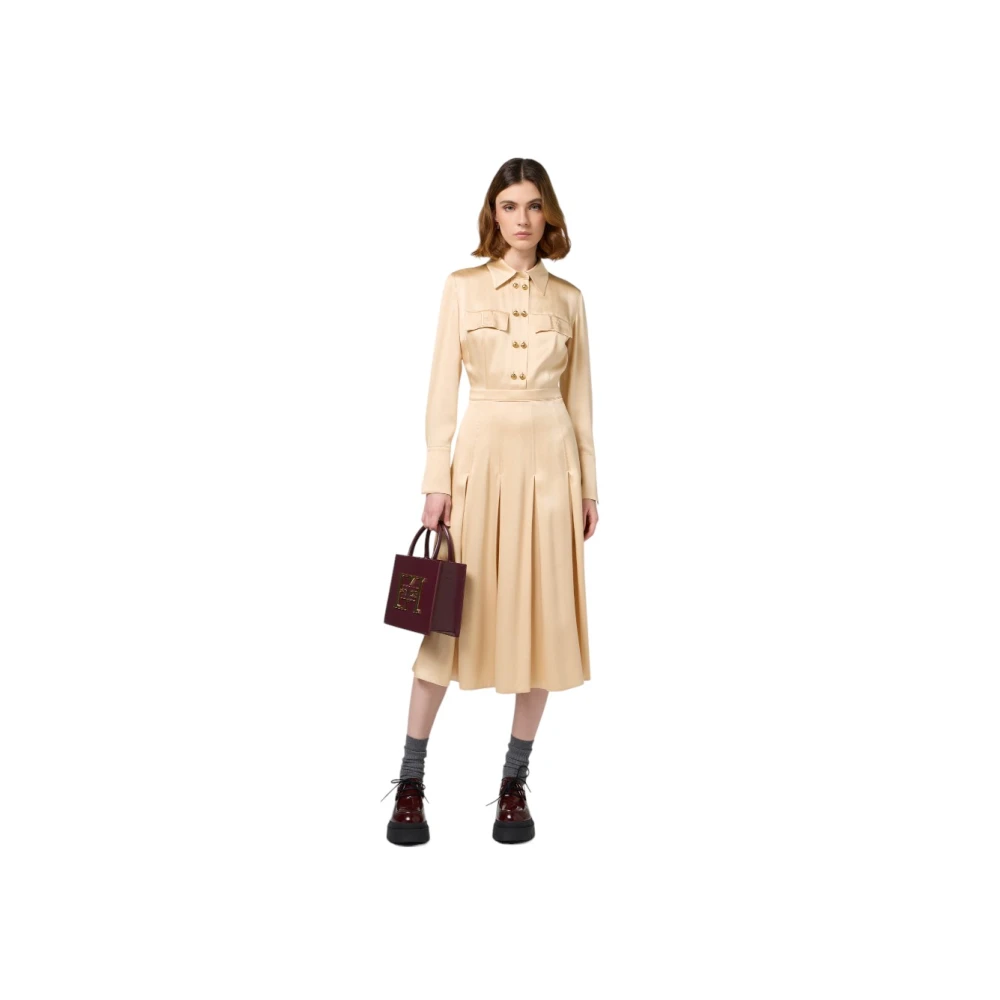 Elisabetta Franchi Elegante Jurk voor Speciale Gelegenheden Beige Dames