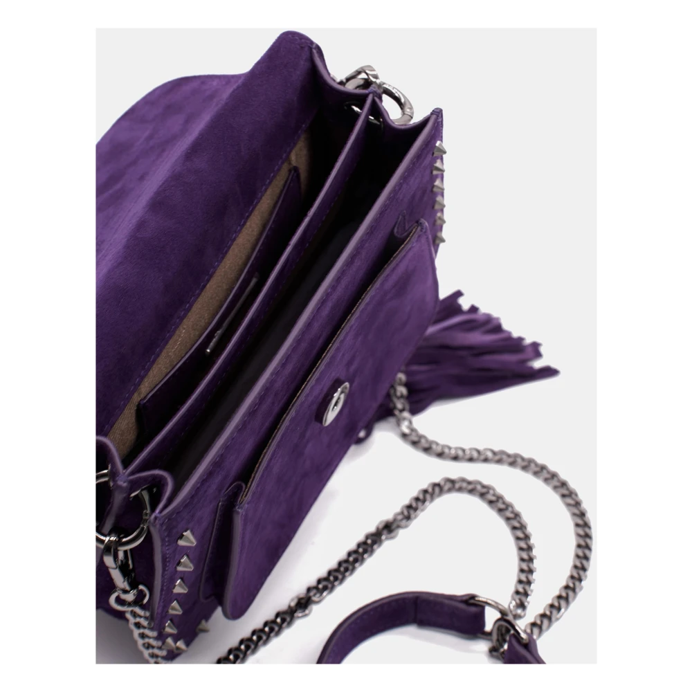 Alma en Pena Schoudertas met glanzend detail Purple Dames