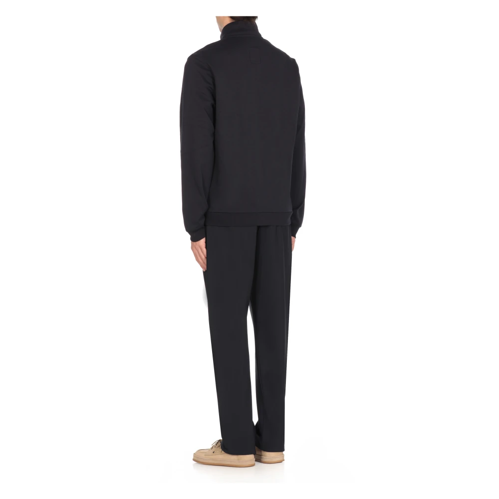 Fay Blauwe Bimateriaal Hoge Hals Sweater Blue Heren