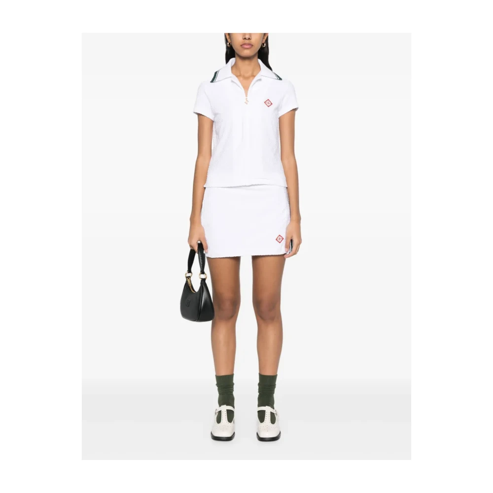 Casablanca Monogram Minirok Wit Geribbelde Elastische Taille White Dames