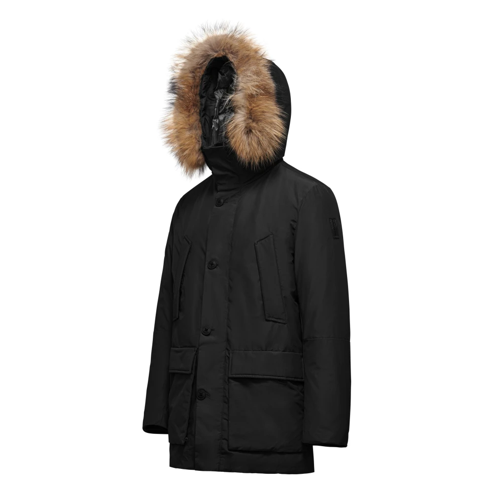 BomBoogie Gerecyclede Gewatteerde Parka met Bont Capuchon Black Heren