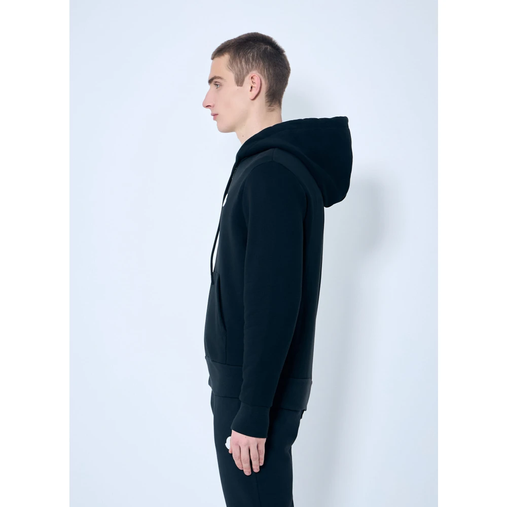 Moncler Katoenen Fleece Logo Patch Zip-Up Sweatshirt Black Heren