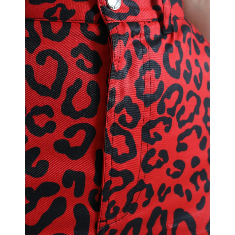 Dolce & Gabbana Rode Luipaard High-Waisted Minirok Red Dames