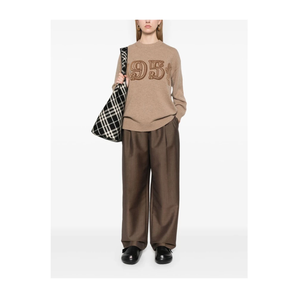 Max Mara Bruine wol-kasjmier trui met 1951 motief Brown Dames