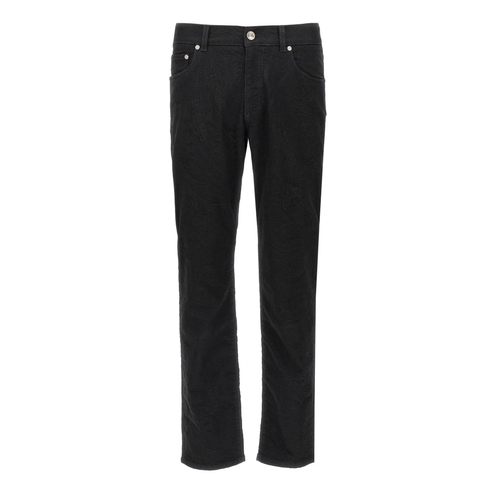 Etro Men's Black Slim Fit Jeans, W30, Jacquard Denim Jeans