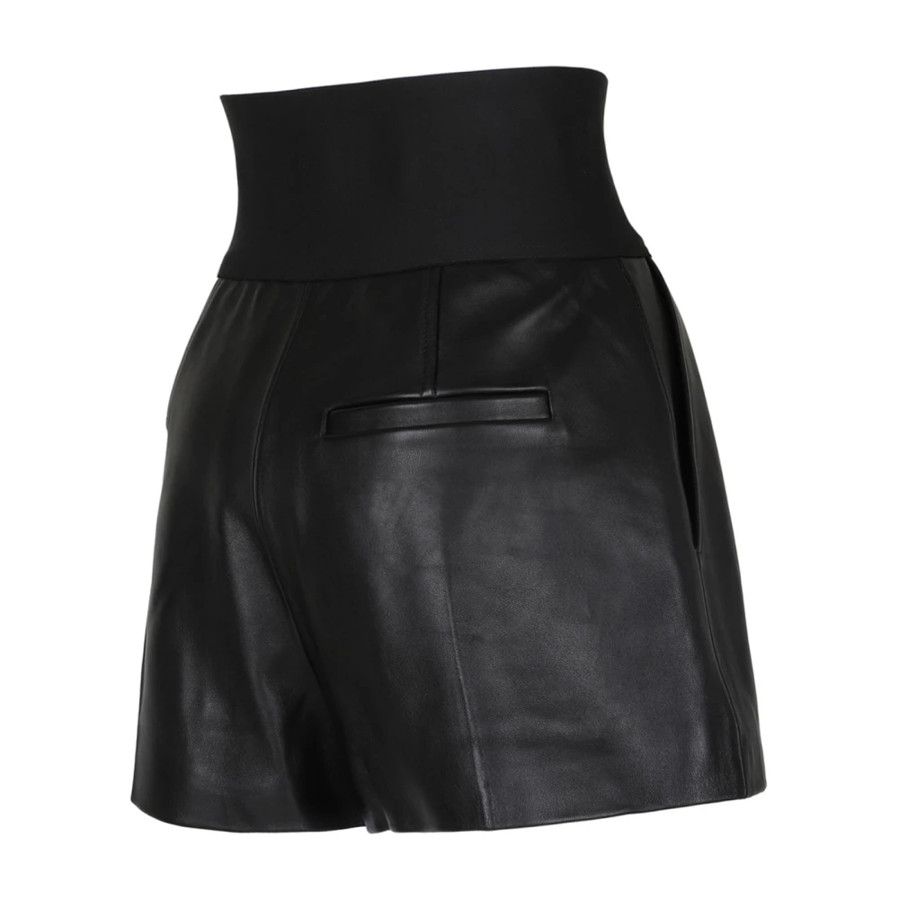 alexander wang Zwarte Leren Shorts met Plooien Black Dames