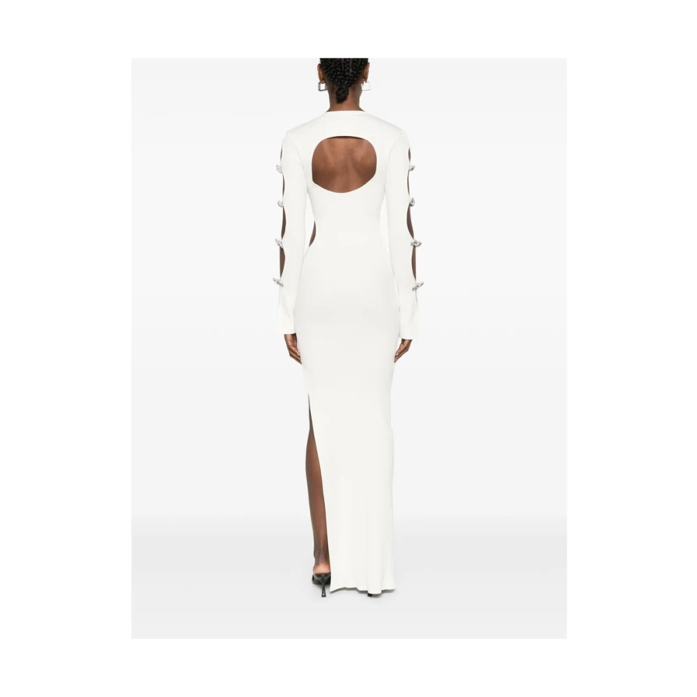 Mach & Mach Witte Jurk met Zijsplit en Ribdetail White Dames
