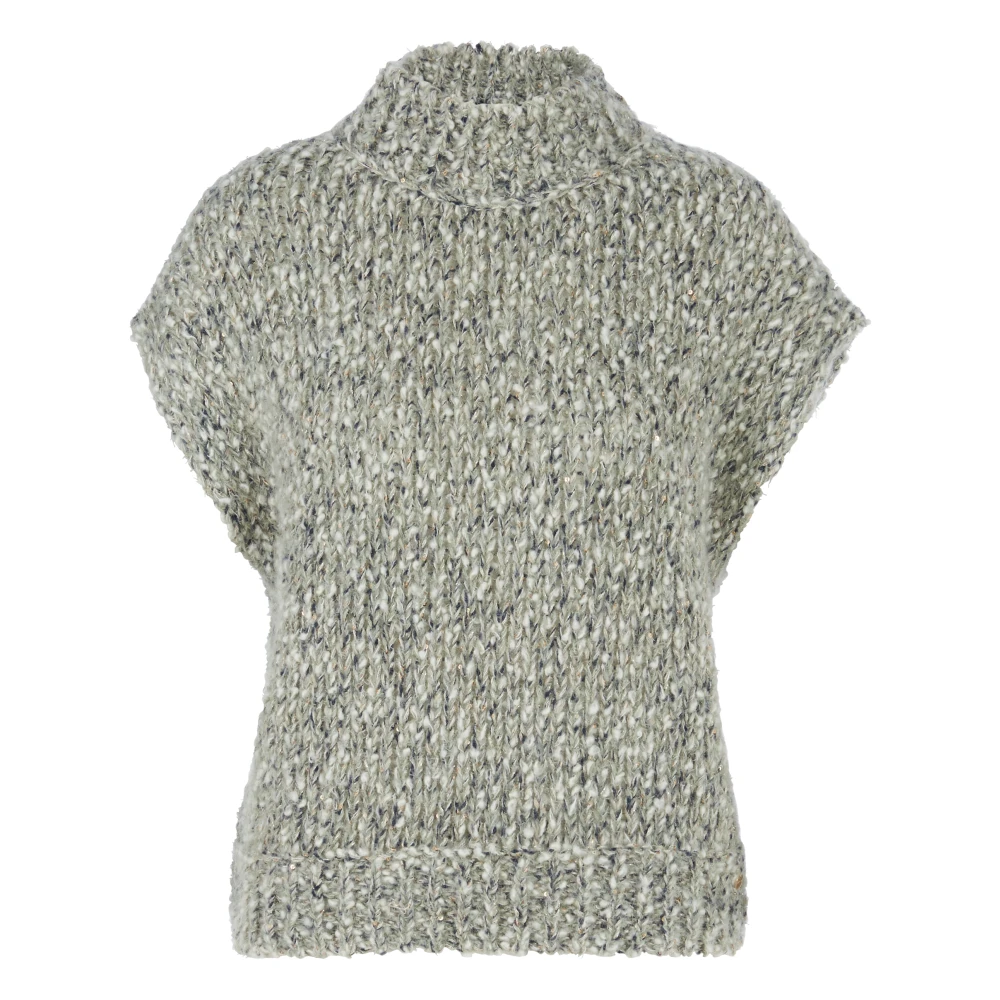 Marc Cain Mouwloze Bouclé Gebreide Trui White Dames