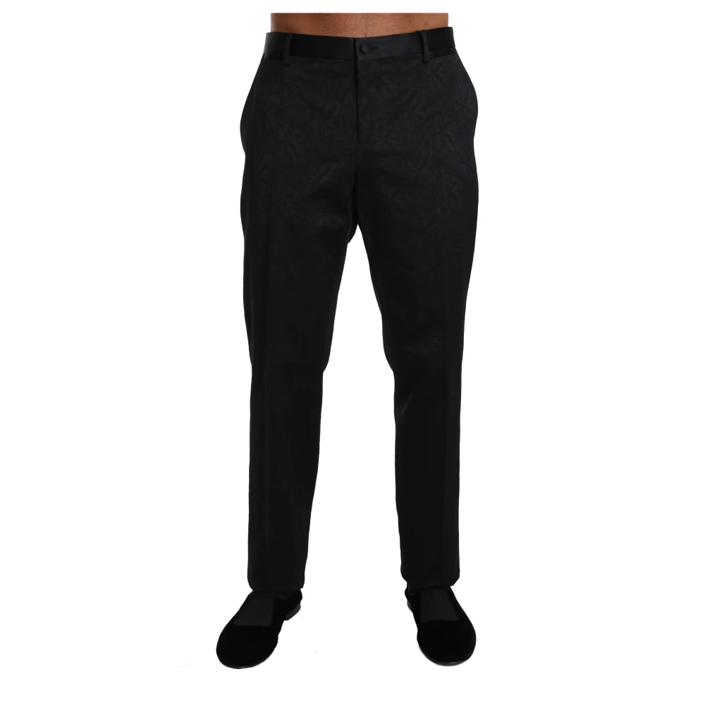 Dolce & Gabbana Men's Black Cotton Brocade Formal Trousers Trousers - Suit Trousers - 2XL - Trousers
