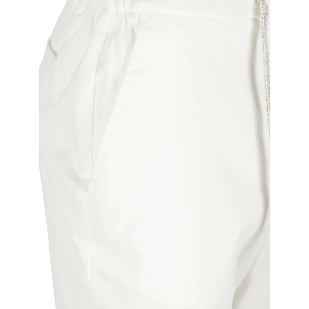 Eleventy Witte katoenen elastaanbroek White Dames