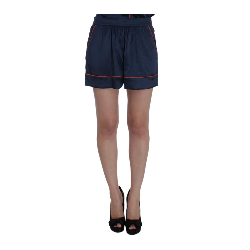 Dolce & Gabbana Blå Silke Stretch Nattkläder Shorts Blue, Dam