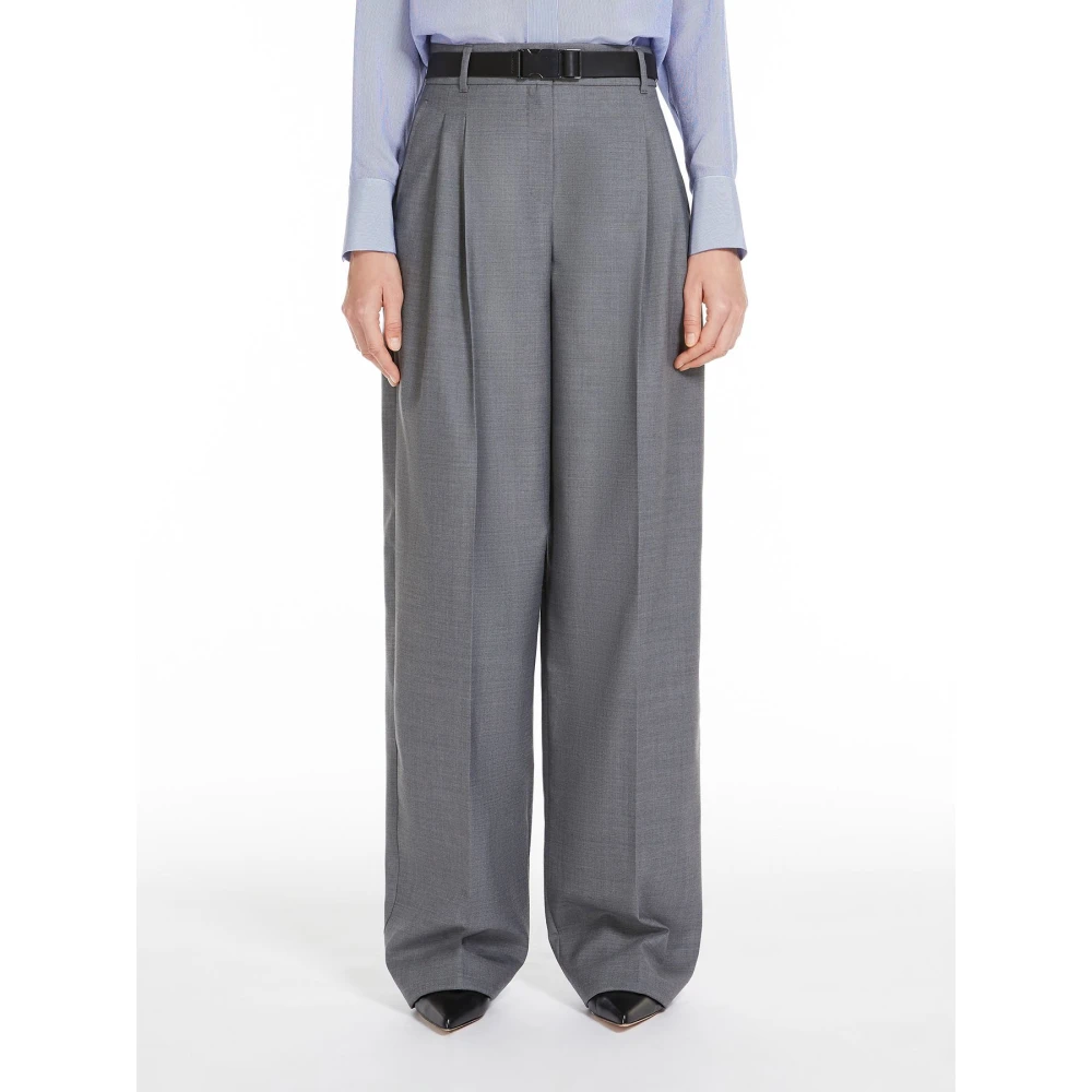 Max Mara Studio Wollen gabardine broek Gray Dames