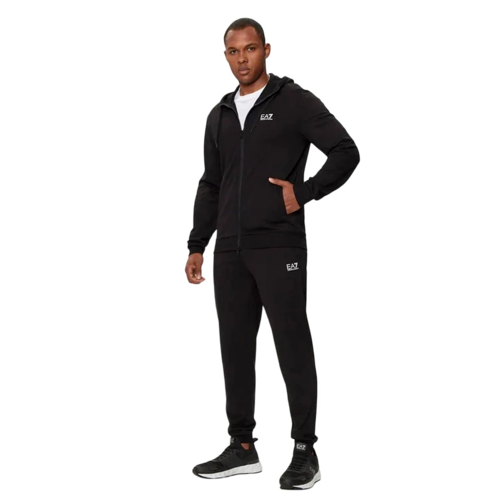 Emporio Armani EA7 Zwart hoodie set met joggers Black Heren