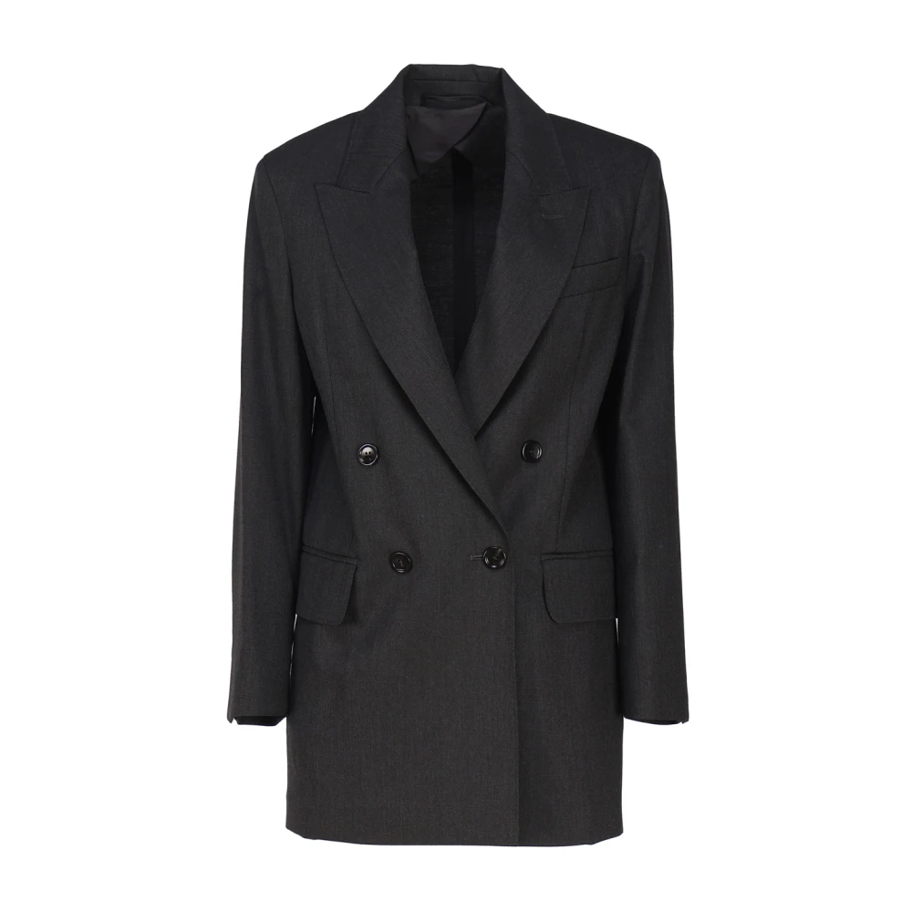 Max Mara Antraciet Grijs Wollen Jas Gray Dames