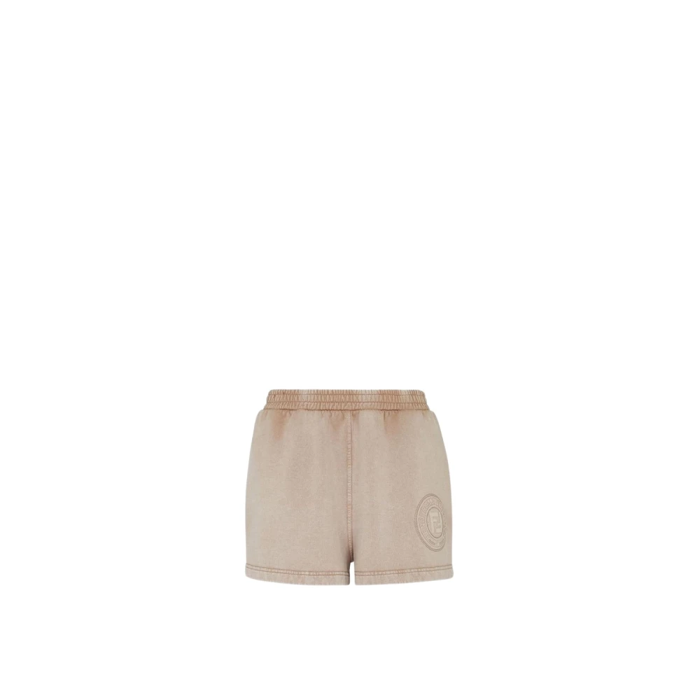 Fendi Damen Beige Roma Logo Shorts