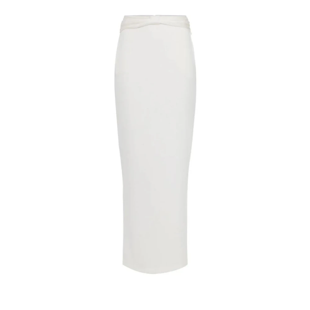 Elisabetta Franchi Strik Detail Lange Rok Ivoor White Dames