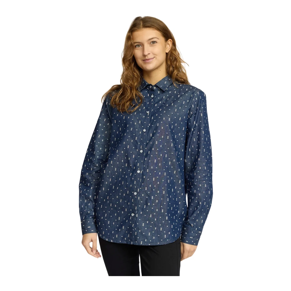 2-Biz Denim Heart Overhemdblouse Blue Dames