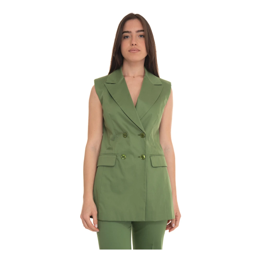 Pennyblack Lang Vest met Middenachtersplit Green Dames