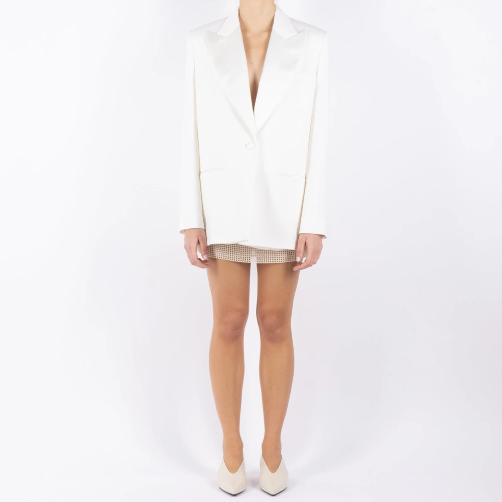 Magda Butrym Room Zijde Wol Jas White Dames