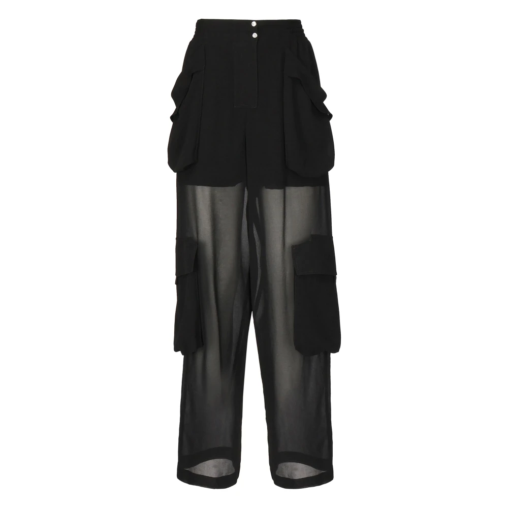 Pinko Women's Black Georgette Trousers - Straight Trousers - S - Trousers