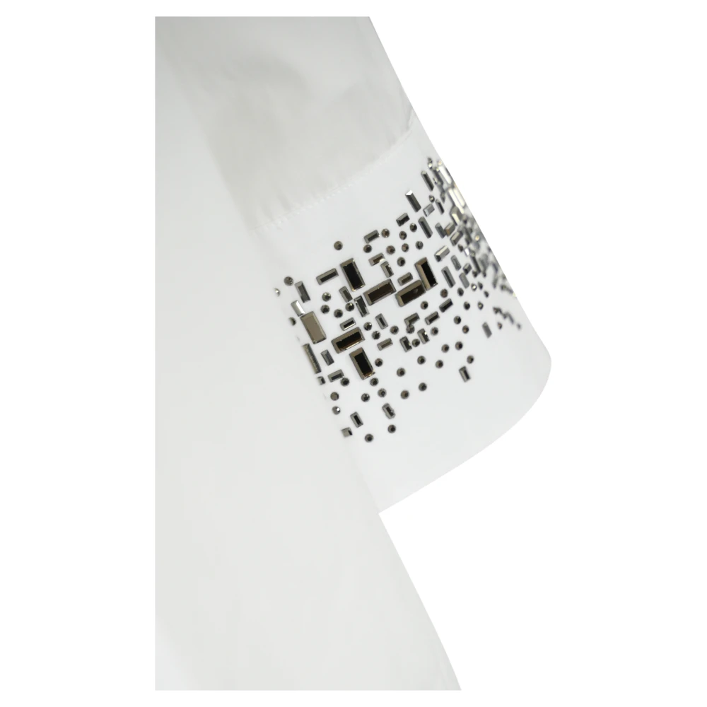 Max Mara Studio Witte Katoenen Overhemd met Versierde Manchetten White Dames