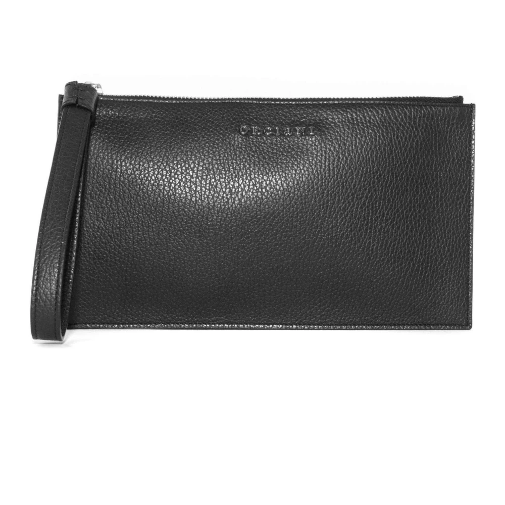Orciani Zwarte leren tas met polsband Black Heren