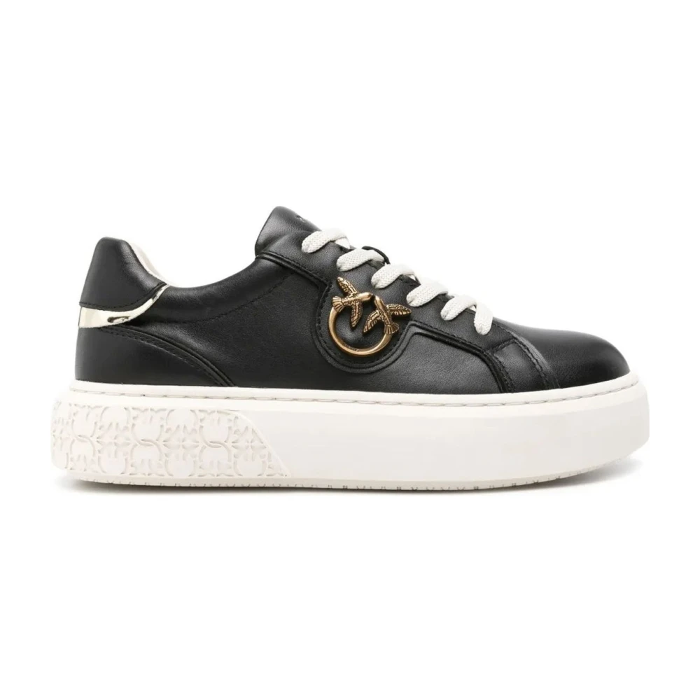 Pinko Vrouw Zwart Schoenen Dames, 39 Eu, Leer, Yoko 01 Sneaker