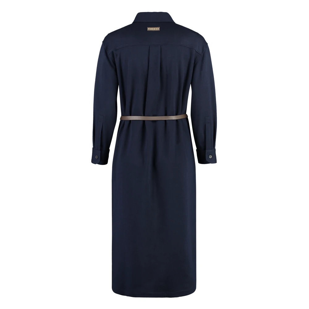 PESERICO Klassieke Jurk met Riem in Wolmix Blue Dames