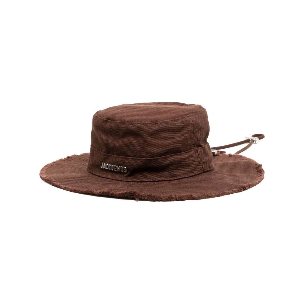 Jacquemus Bruin Katoen Trekkoord Brede Rand Hoed Brown Dames
